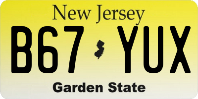 NJ license plate B67YUX