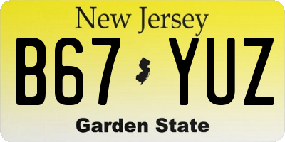NJ license plate B67YUZ
