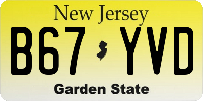 NJ license plate B67YVD