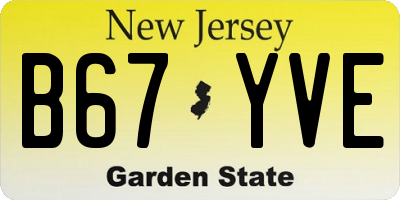 NJ license plate B67YVE
