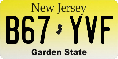 NJ license plate B67YVF
