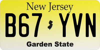 NJ license plate B67YVN