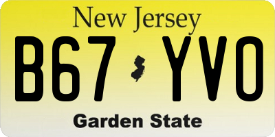 NJ license plate B67YVO