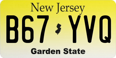 NJ license plate B67YVQ