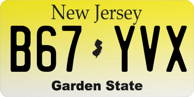 NJ license plate B67YVX