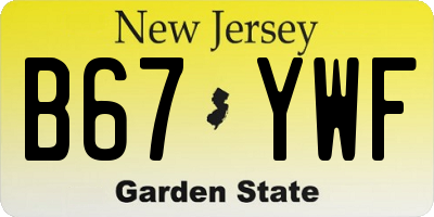 NJ license plate B67YWF