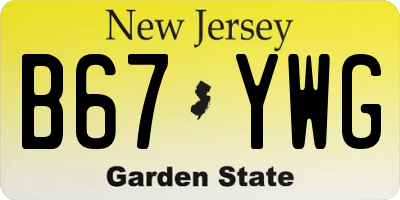 NJ license plate B67YWG