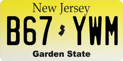 NJ license plate B67YWM