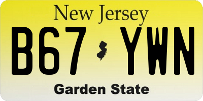 NJ license plate B67YWN