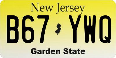 NJ license plate B67YWQ