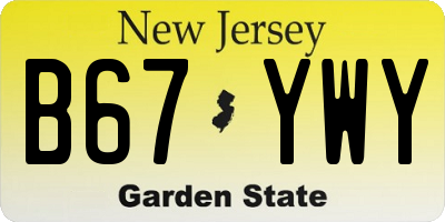 NJ license plate B67YWY