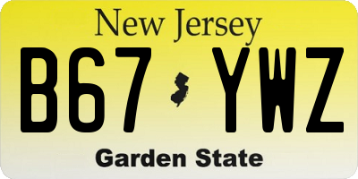 NJ license plate B67YWZ