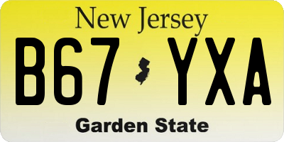 NJ license plate B67YXA