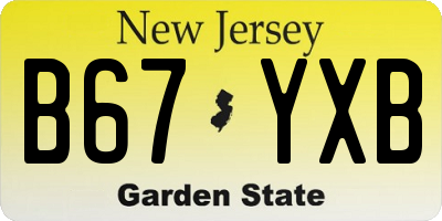 NJ license plate B67YXB