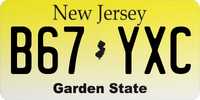 NJ license plate B67YXC