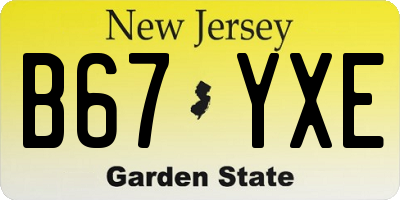 NJ license plate B67YXE