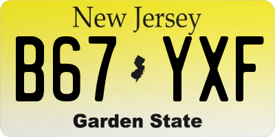 NJ license plate B67YXF