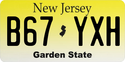 NJ license plate B67YXH