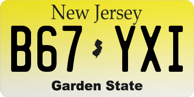 NJ license plate B67YXI