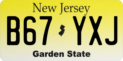 NJ license plate B67YXJ
