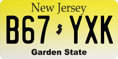 NJ license plate B67YXK