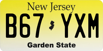 NJ license plate B67YXM