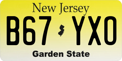 NJ license plate B67YXO