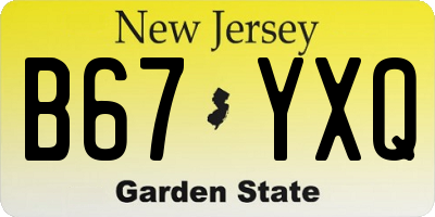 NJ license plate B67YXQ