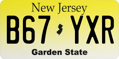 NJ license plate B67YXR