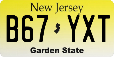 NJ license plate B67YXT