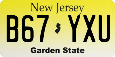 NJ license plate B67YXU