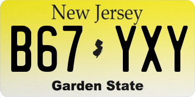 NJ license plate B67YXY