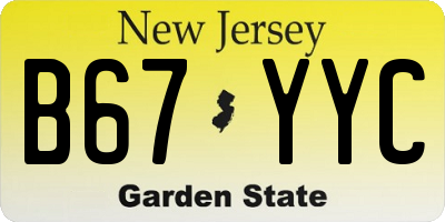 NJ license plate B67YYC