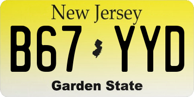 NJ license plate B67YYD