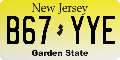 NJ license plate B67YYE
