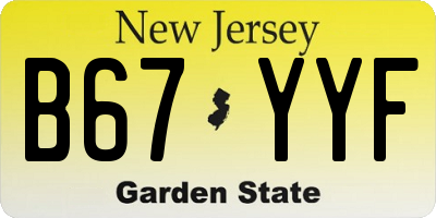 NJ license plate B67YYF