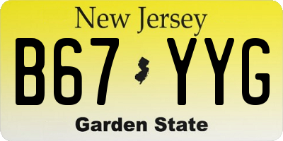 NJ license plate B67YYG