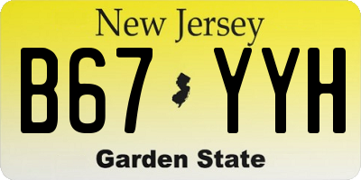 NJ license plate B67YYH