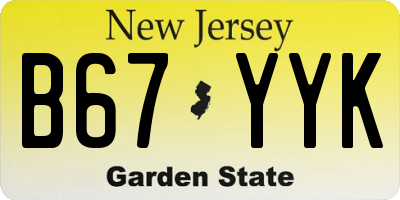 NJ license plate B67YYK