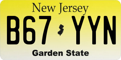 NJ license plate B67YYN