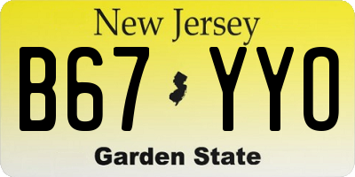NJ license plate B67YYO