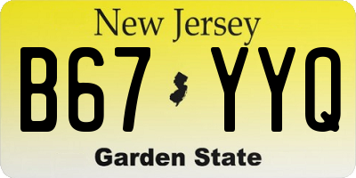 NJ license plate B67YYQ