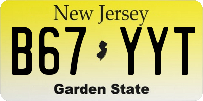 NJ license plate B67YYT