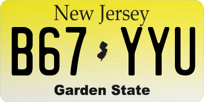 NJ license plate B67YYU