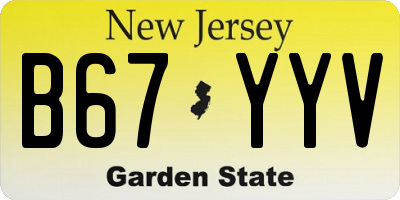 NJ license plate B67YYV