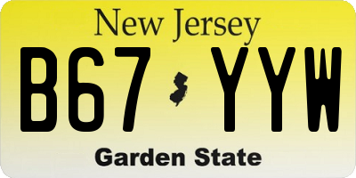 NJ license plate B67YYW