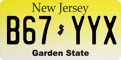 NJ license plate B67YYX