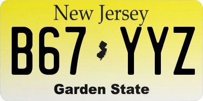 NJ license plate B67YYZ