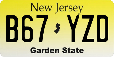 NJ license plate B67YZD