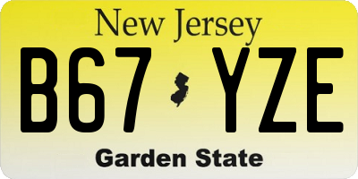 NJ license plate B67YZE